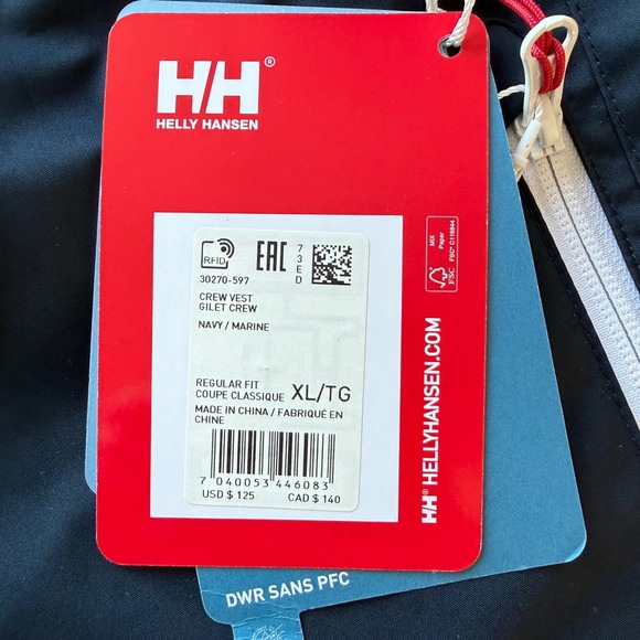 Helly Hansen Crew Vest XL TG Navy Marine Mens Lightweight NWT - Picture 14 of 16